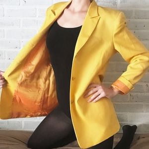 Vtg Austin Reed merino Wool cashmere blend yellow Blazer size 14
